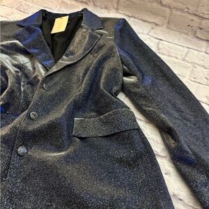 🔵”NWT” CHIC Men's STYLE BLUISH Black Glitter BLAZER